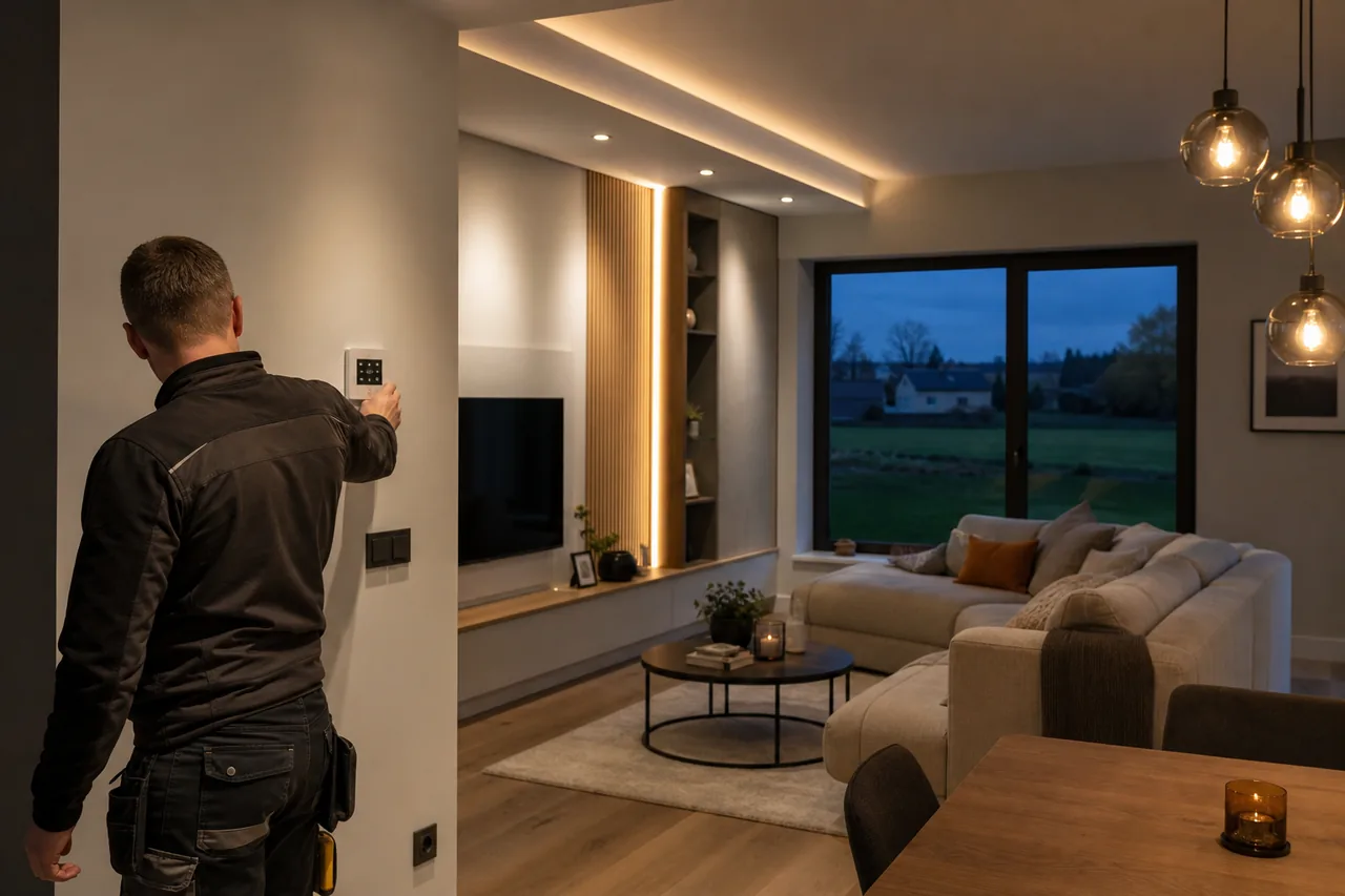Éclairage et commande domotique dans une habitation rénovée à Rebecq
